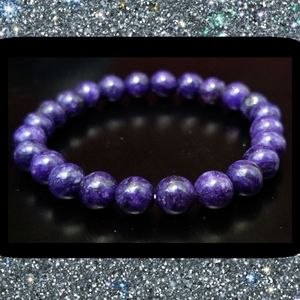 Sugilite gemstone beaded stretch bracelet #051